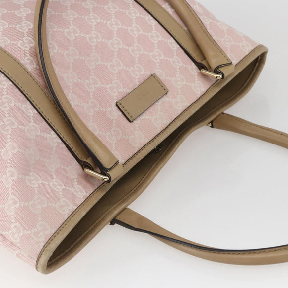 GUCCI GG Canvas Tote Bag Pink Gold Auth 158451