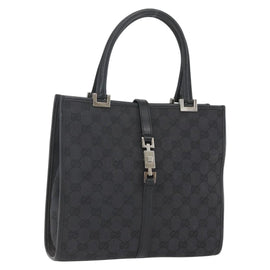GUCCI GG Canvas Jackie Hand Bag Black Silver 002 1065 Auth 158453