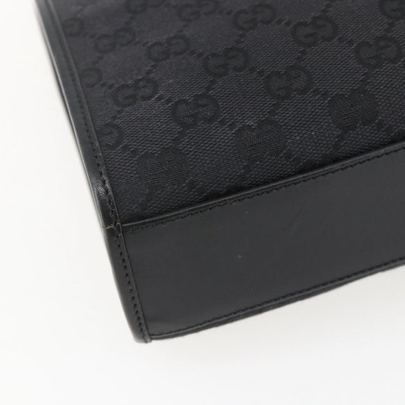 GUCCI GG Canvas Jackie Hand Bag Black Silver 002 1065 Auth 158453