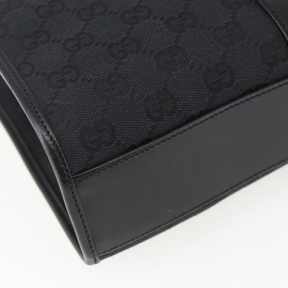 GUCCI GG Canvas Jackie Hand Bag Black Silver 002 1065 Auth 158453