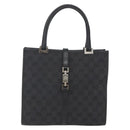 GUCCI GG Canvas Jackie Hand Bag Black Silver 002 1065 Auth 158453-13