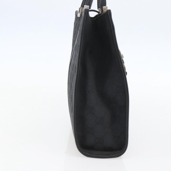 GUCCI GG Canvas Jackie Hand Bag Black Silver 002 1065 Auth 158453