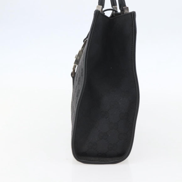 GUCCI GG Canvas Jackie Hand Bag Black Silver 002 1065 Auth 158453