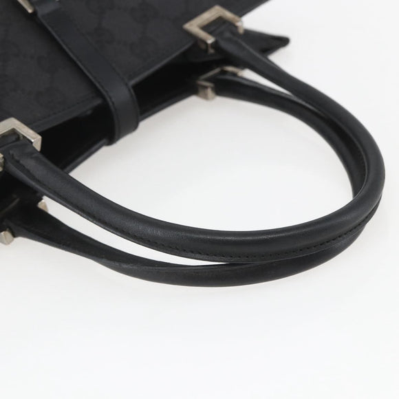 GUCCI GG Canvas Jackie Hand Bag Black Silver 002 1065 Auth 158453