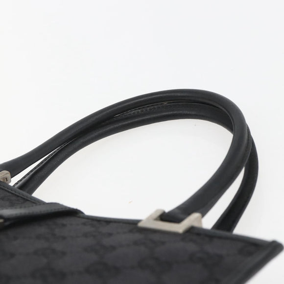 GUCCI GG Canvas Jackie Hand Bag Black Silver 002 1065 Auth 158453