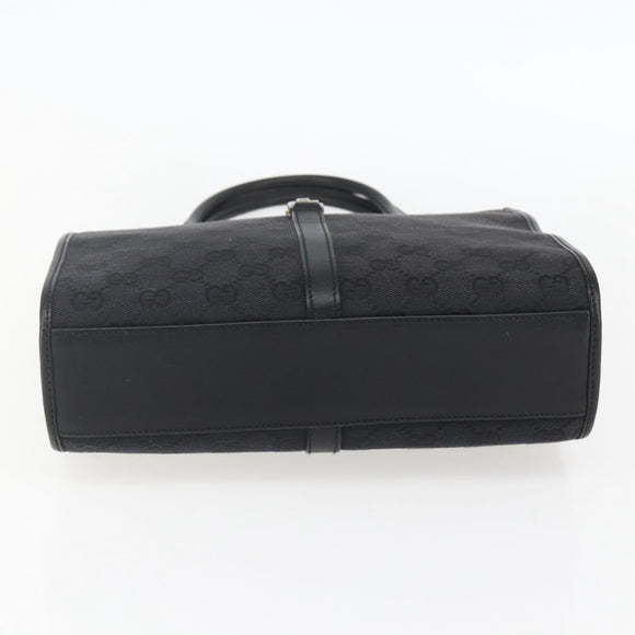 GUCCI GG Canvas Jackie Hand Bag Black Silver 002 1065 Auth 158453