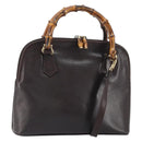 GUCCI Bamboo Hand Bag Leather 2way Brown Gold 000 2122 0290 Auth 158454-1