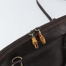 GUCCI Bamboo Hand Bag Leather 2way Brown Gold 000 2122 0290 Auth 158454-19