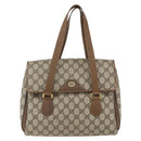 GUCCI GG Supreme Hand Bag PVC Beige Gold 116 02 080 Auth 158457-2
