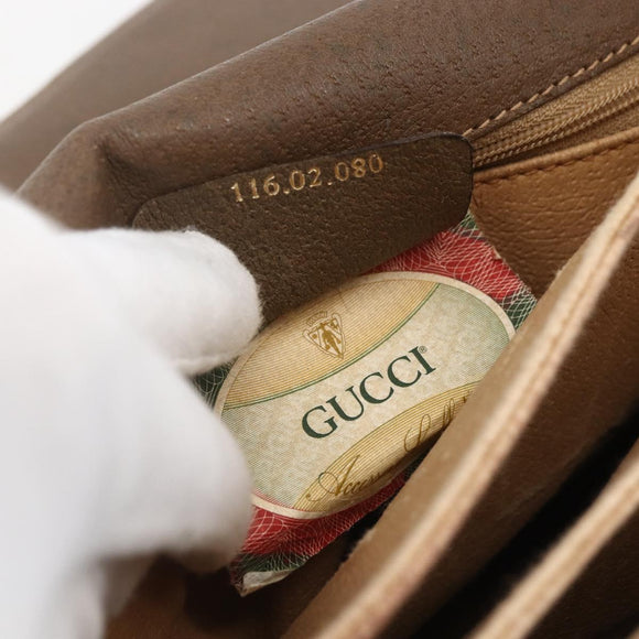 GUCCI GG Supreme Hand Bag PVC Beige Gold 116 02 080 Auth 158457