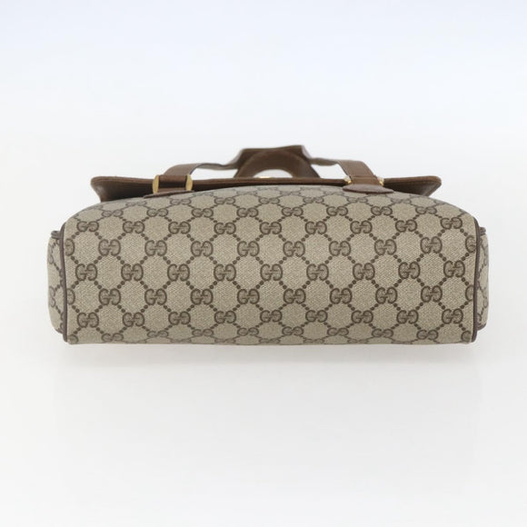 GUCCI GG Supreme Hand Bag PVC Beige Gold 116 02 080 Auth 158457