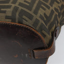 FENDI Zucca Canvas Hand Bag Black Brown Auth 158459-9