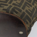 FENDI Zucca Canvas Hand Bag Black Brown Auth 158459-15