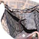 FENDI Zucca Canvas Hand Bag Black Brown Auth 158459-19