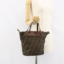 FENDI Zucca Canvas Hand Bag Black Brown Auth 158459-20