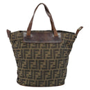 FENDI Zucca Canvas Hand Bag Black Brown Auth 158459-2
