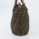 FENDI Zucca Canvas Hand Bag Black Brown Auth 158459-3