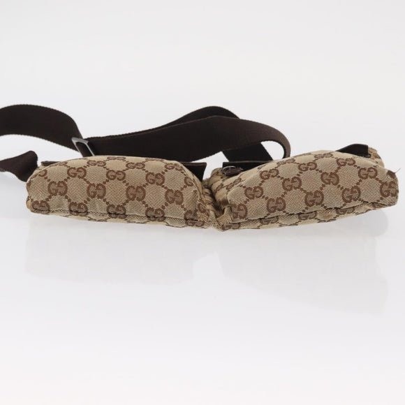 GUCCI GG Canvas Waist Bag Beige Silver 28566 Auth 158460