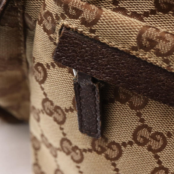 GUCCI GG Canvas Waist Bag Beige Silver 28566 Auth 158460
