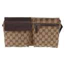 GUCCI GG Canvas Waist Bag Beige Silver 28566 Auth 158460-2