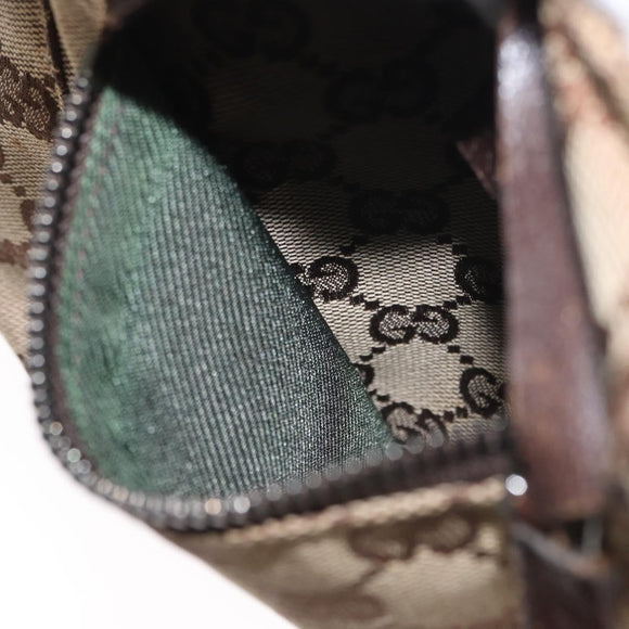 GUCCI GG Canvas Waist Bag Beige Silver 28566 Auth 158460