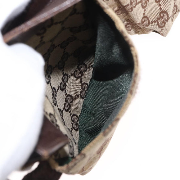 GUCCI GG Canvas Waist Bag Beige Silver 28566 Auth 158460