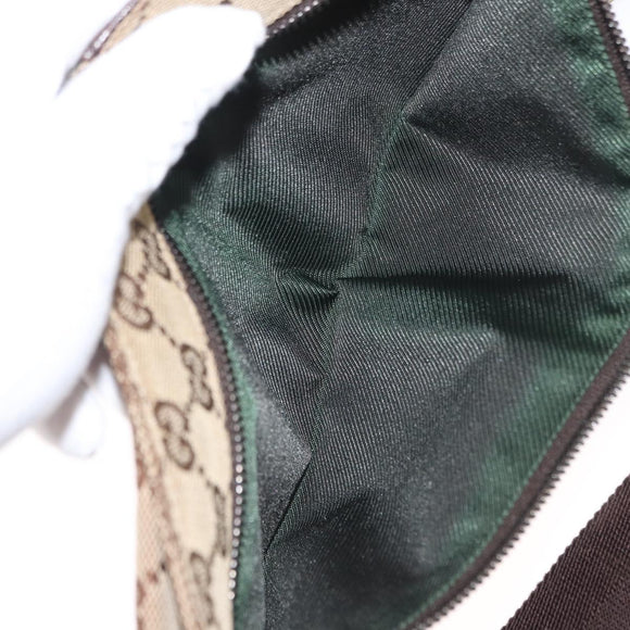 GUCCI GG Canvas Waist Bag Beige Silver 28566 Auth 158460