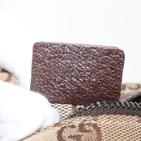 GUCCI GG Canvas Waist Bag Beige Silver 28566 Auth 158460