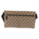 GUCCI GG Canvas Waist Bag Beige Silver 28566 Auth 158460-3