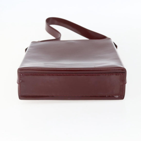 Salvatore Ferragamo Vala Shoulder Bag Patent leather Red Silver Auth 158462