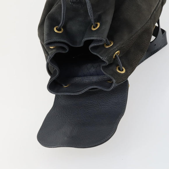 GUCCI Bamboo Backpack Suede Navy Gold 003 1705 0030 Auth 158464