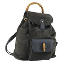 GUCCI Bamboo Backpack Suede Navy Gold 003 1705 0030 Auth 158464-1
