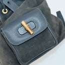 GUCCI Bamboo Backpack Suede Navy Gold 003 1705 0030 Auth 158464-26