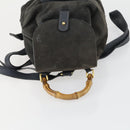 GUCCI Bamboo Backpack Suede Navy Gold 003 1705 0030 Auth 158464-6