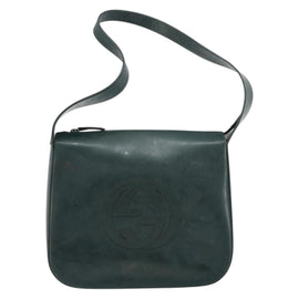 GUCCI Shoulder Bag Enamel Green Silver Auth 158465 - 0