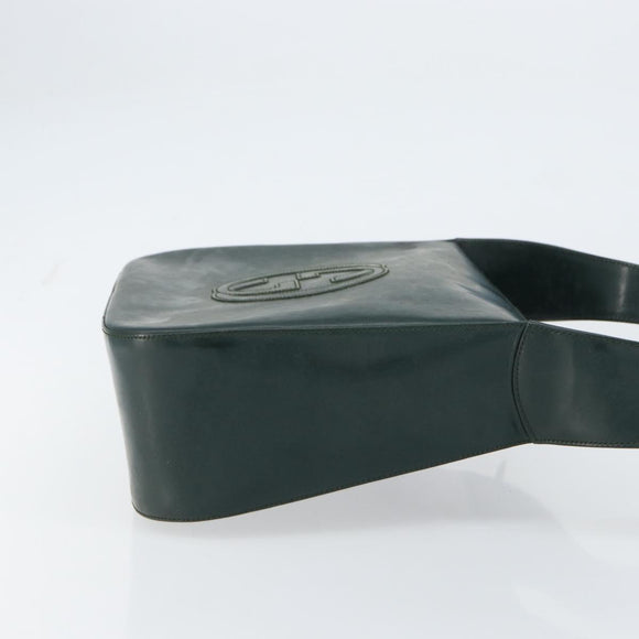 GUCCI Shoulder Bag Enamel Green Silver Auth 158465