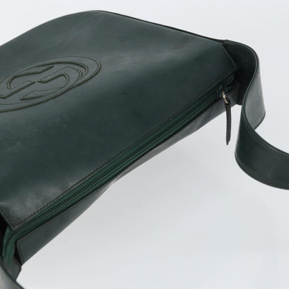 GUCCI Shoulder Bag Enamel Green Silver Auth 158465