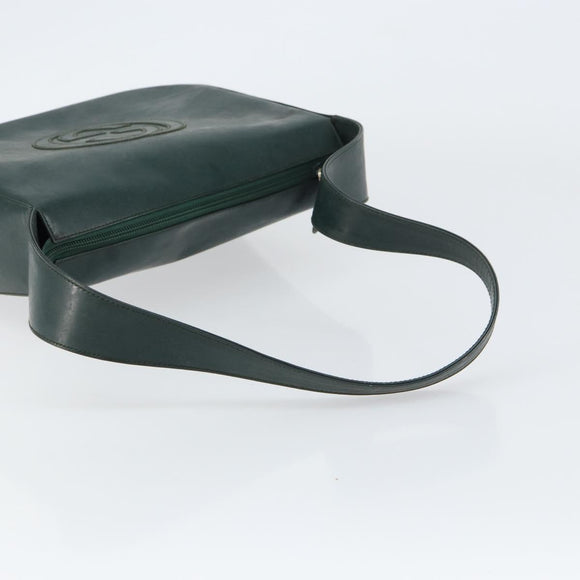 GUCCI Shoulder Bag Enamel Green Silver Auth 158465