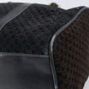 GUCCI Boston Bag Suede Navy Gold Auth 158468-10