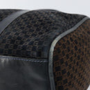 GUCCI Boston Bag Suede Navy Gold Auth 158468-12