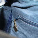 GUCCI Boston Bag Suede Navy Gold Auth 158468-19