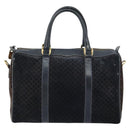 GUCCI Boston Bag Suede Navy Gold Auth 158468-2