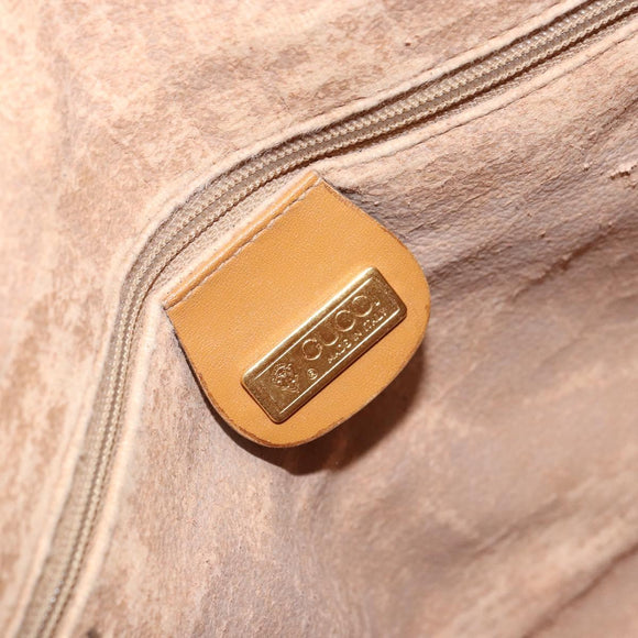 GUCCI Hand Bag Leather Beige Gold 002 58 0219 Auth 158470