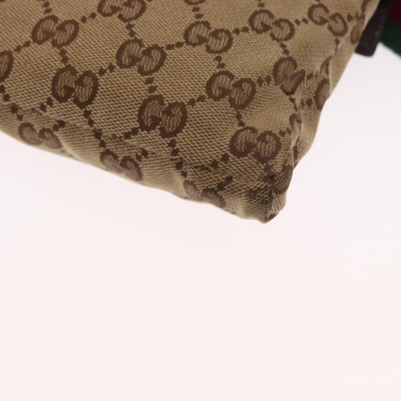 GUCCI GG Canvas Web Sherry Line Waist bag Beige Silver 28566 Auth 158471