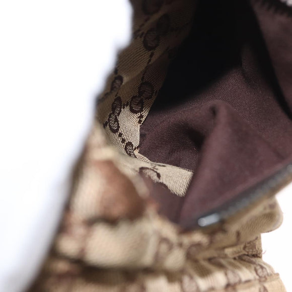 GUCCI GG Canvas Web Sherry Line Waist bag Beige Silver 28566 Auth 158471