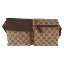 GUCCI GG Canvas Web Sherry Line Waist bag Beige Silver 28566 Auth 158471-13
