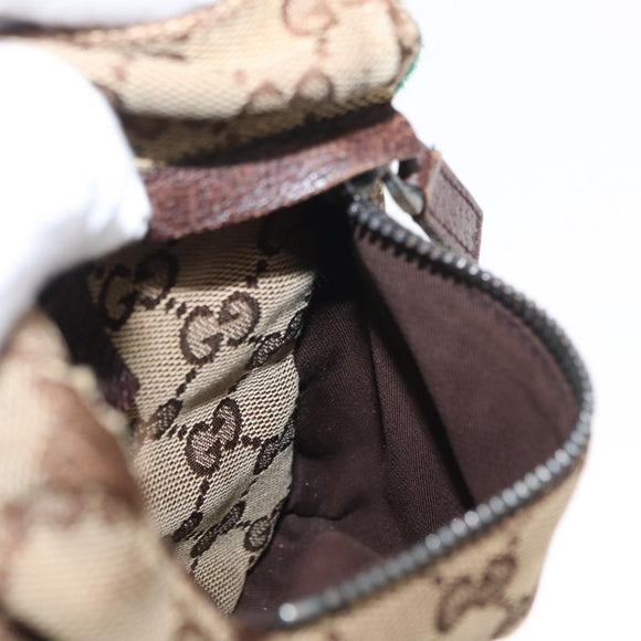 GUCCI GG Canvas Web Sherry Line Waist bag Beige Silver 28566 Auth 158471