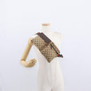 GUCCI GG Canvas Web Sherry Line Waist bag Beige Silver 28566 Auth 158471-25