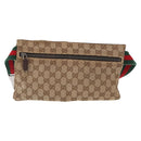 GUCCI GG Canvas Web Sherry Line Waist bag Beige Silver 28566 Auth 158471-2
