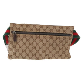 GUCCI GG Canvas Web Sherry Line Waist bag Beige Silver 28566 Auth 158471 - 0